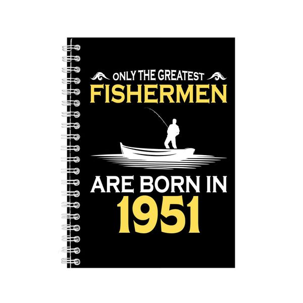 1951 A5 Notebook Spiral and Lined Fishing Lover Graphic Notepad Present 196
