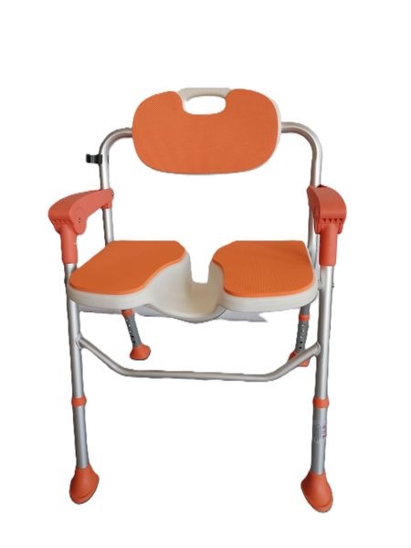 Foldable Height/Adjustable Shower Safety Chair with Split Seat and Grab Bar