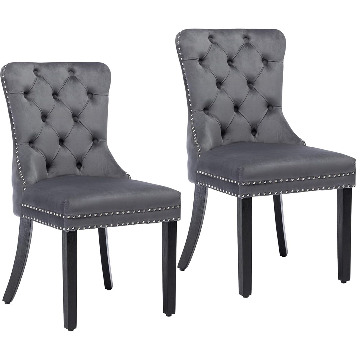 Dining Chairs Bar Stools Velvet Kitchen Chairs Solid Wood Legs Set of 2