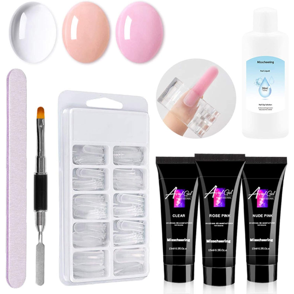 Poly Extension Nail Gel Kit with 3 Colors Professional Starter Kit