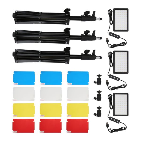 3 Pieces 70 LED lights - With Tripod &amp; Color Filters