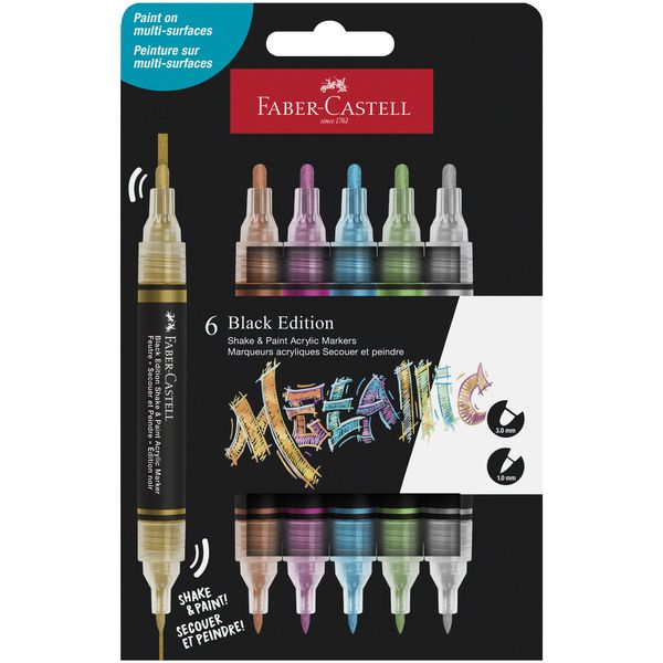 Black Edition Shake&amp;Paint Acrylic Markers x6 Metallic Colours