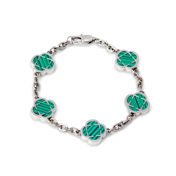 Clover Stone Bracelet Silver - Emerald