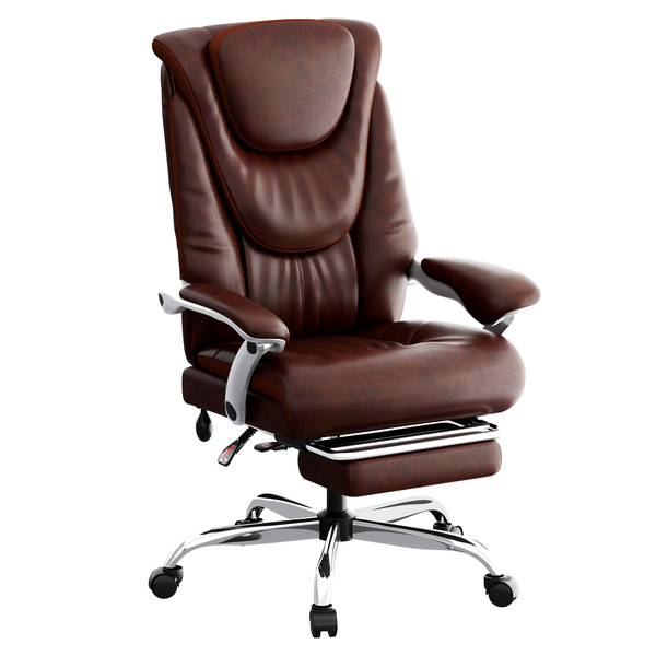 400lbs Leather Office Chair with Footrest Armrest Computer Executive Chair