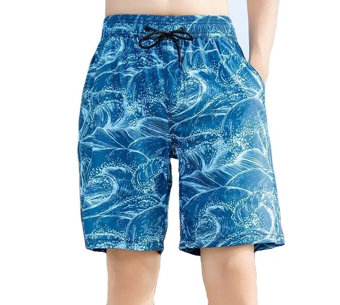 Men's Tropical Print Beach Shorts With Pockets