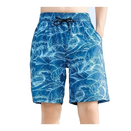 Men's Tropical Print Beach Shorts With Pockets Image