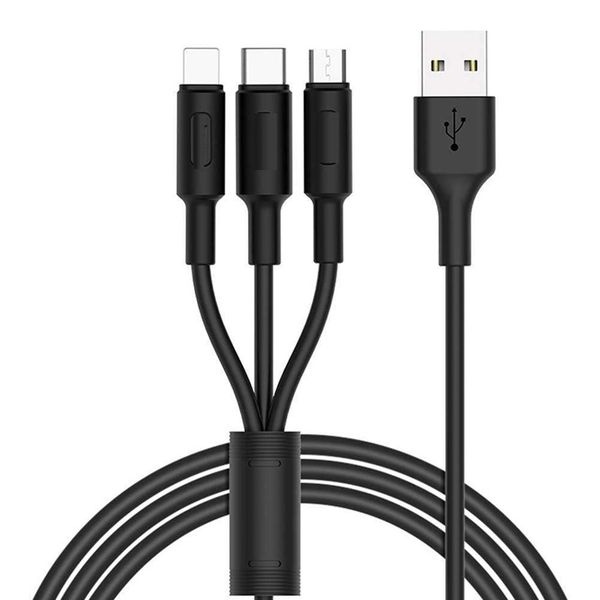 3-in-1 USB Cable with Lightning, USB-C &amp; Micro USB Connectors - 1 m, 2.4 A