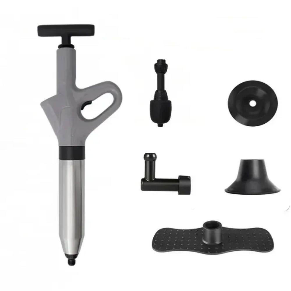 64cm Turbocharged Toilet Plunger with Pressure Barometer - Gray