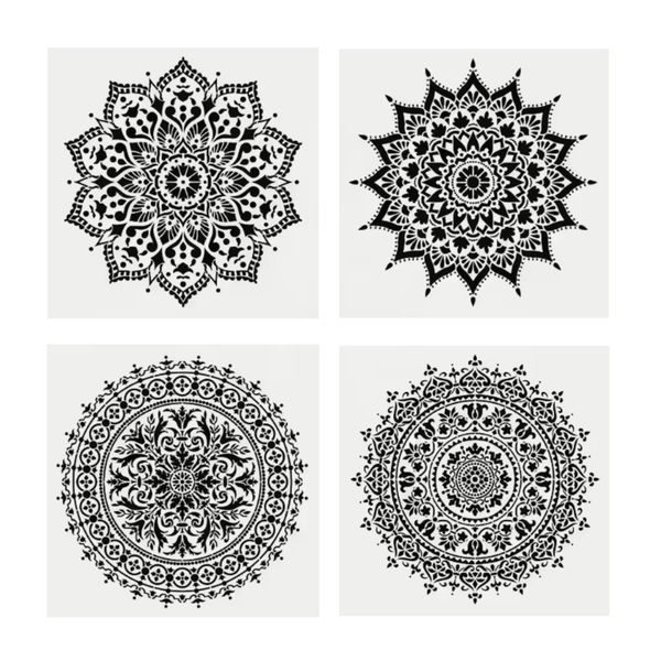 Craft DIY Reusable Mandala Stencils For Painting (30cm) - Set of 4