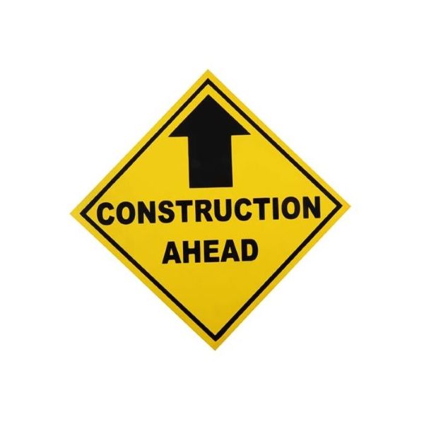 Plastic Construction Ahead Safety Sign 290 x 290mm