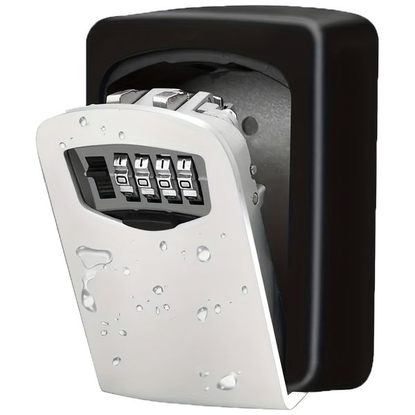 Industrial Wall-Mounted Key Lock Box -Weatherproof Password Safe for 8 Keys