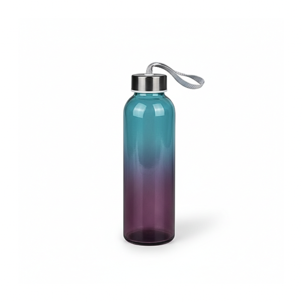 500ml Glass Water Bottle - Blue to Purple Gradient, Modern Hydration Style