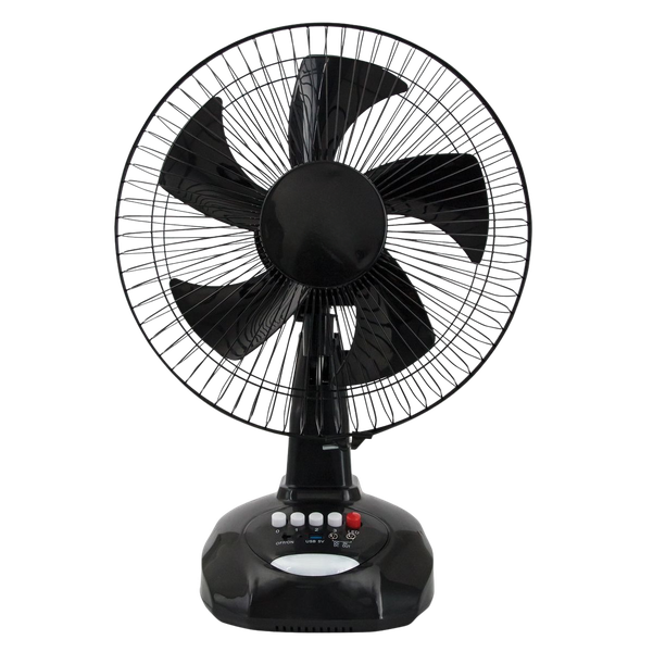 Black Indoor &amp; Outdoor Solar Rechargeable Controlled Desk Fan