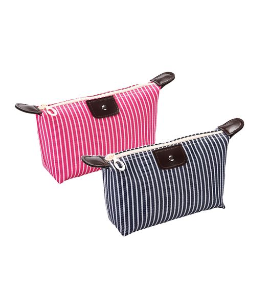2-Pack Light Pink Nylon Makeup Bag | Trendy Tiny Travel Toiletry Pouch