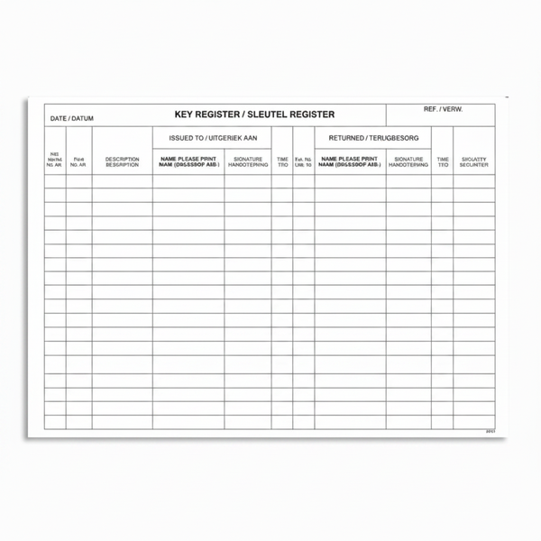 200-Page A4 Security Key Logbook for Organized Record-Keeping