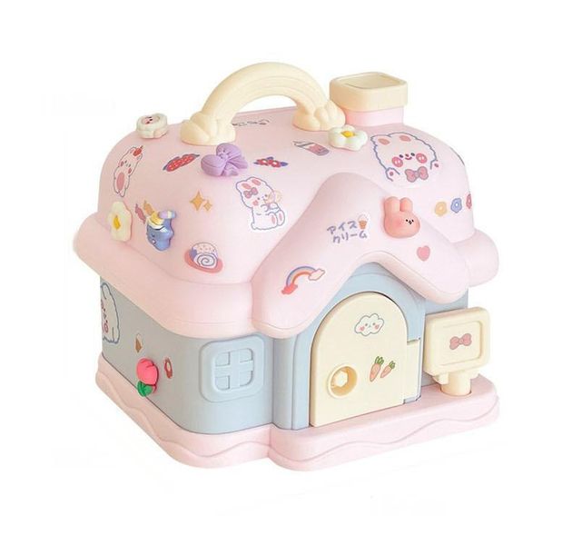 Cartoon House Shape Money Bank - Notes, Coins