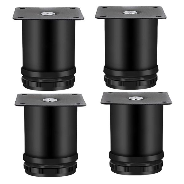 Decor Black Adjustable Stainless Steel Furniture Legs Set of 4 - 10cm