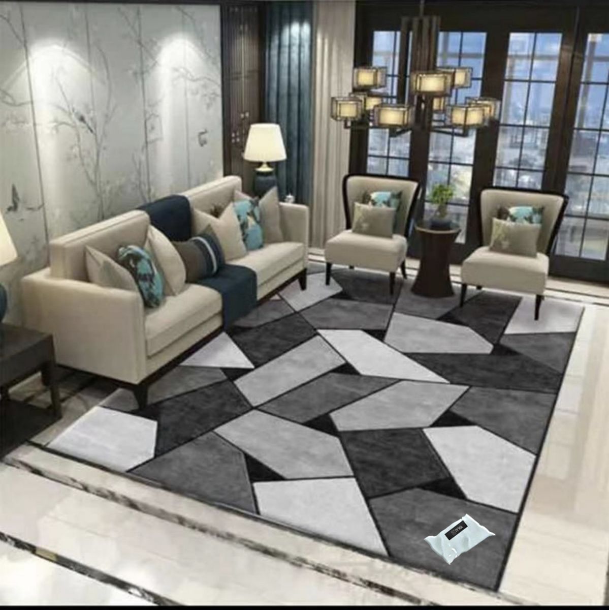 Modern 3D Geometric Design Area 9 Rug & Complementary IH Tieback | Shop ...