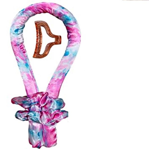 Tie dye velvet Heatless Curling Rod Headband , assorted colours