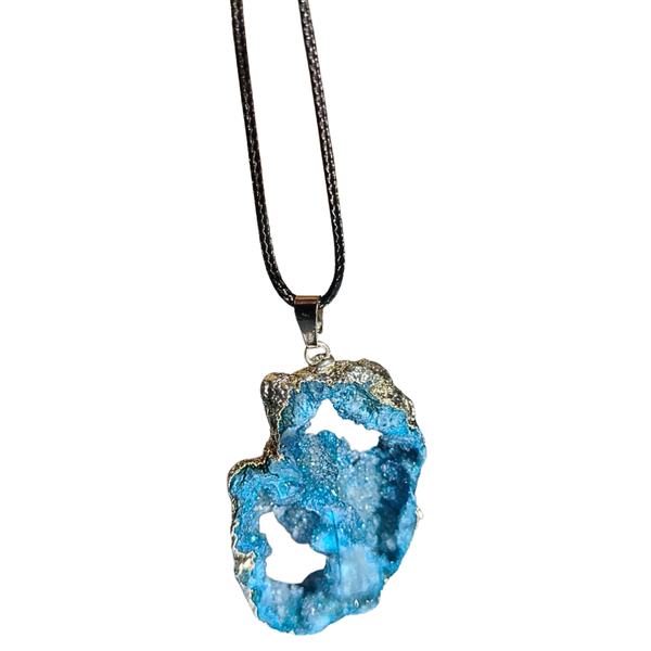 Silver Frame Geode Crystal Necklace image
