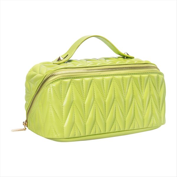 Leather Travel Makeup Bag Large Capacity Toiletry Bag White