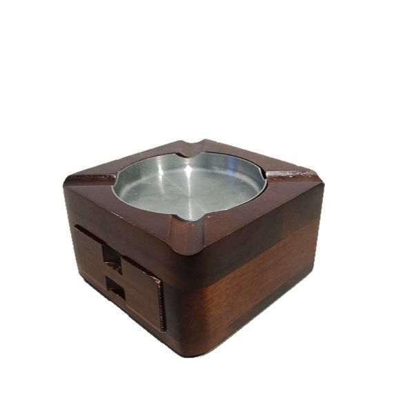 Walnut wood ashtray, living room decoration, ashtray storage with drawers