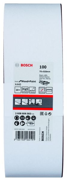 Sanding Belt Best for Wood 75 X 533mm, 100 Grit, 10 Piece