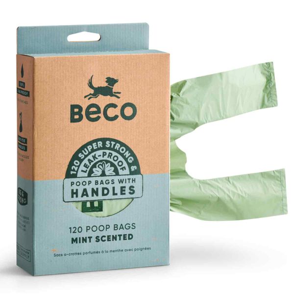 BECO - Poop Bags Mint Scented with Handles (120 Bags)