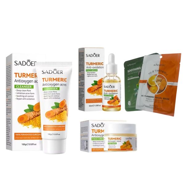 Turmeric Antioxygen Facial Set- Cleanser, Face Serum, Cream &amp; Face Masks