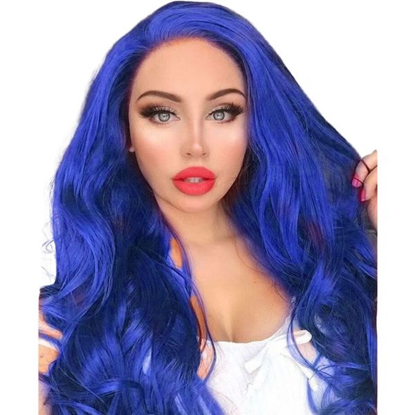 Dark Blue Cosplay Wig, Wavy Blue Wig