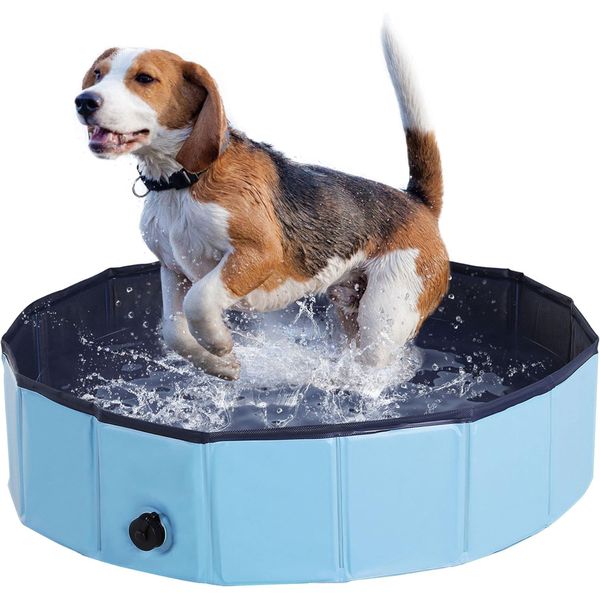 80×20cm Foldable Dog Pool Dog Paddling Pool Pet Swimming Pool Dog Bathtub