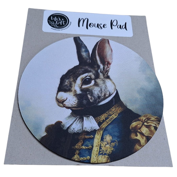 20cm Round Mouse Pad- Bunny Dressed like Royalty