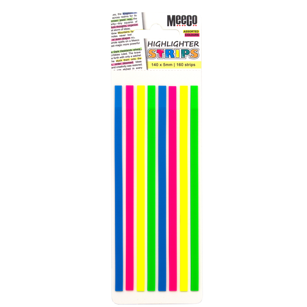 Meeco Film Highlighter Strips 4 Assorted Colours (140 mm x 5 mm)