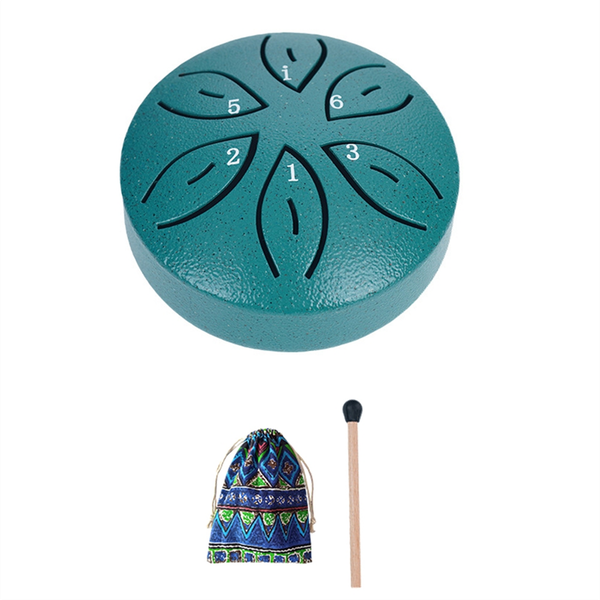 Steel Tongue Drum Rain Drum For Outside 6 Notes 3 Inches Dark Green