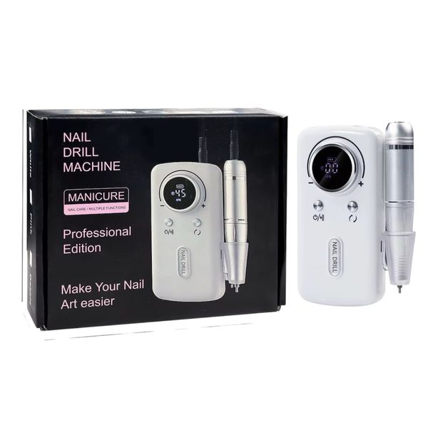 45000 RPM Cordless Nail Drill Professional Kit Portable &amp; Low Noise-White