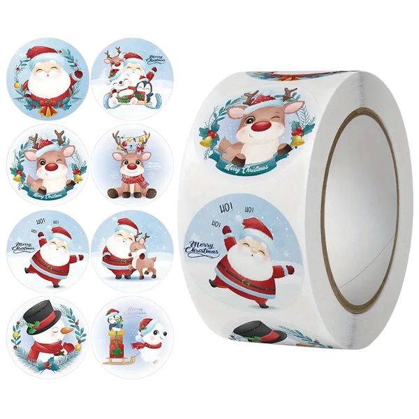 500pcs/roll Cartoon Christmas Stickers