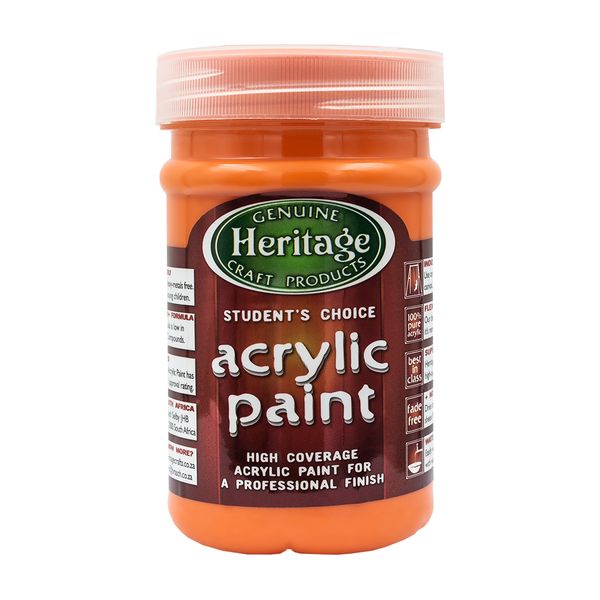 Heritage Pure Acrylic Paint 250ml - Orange