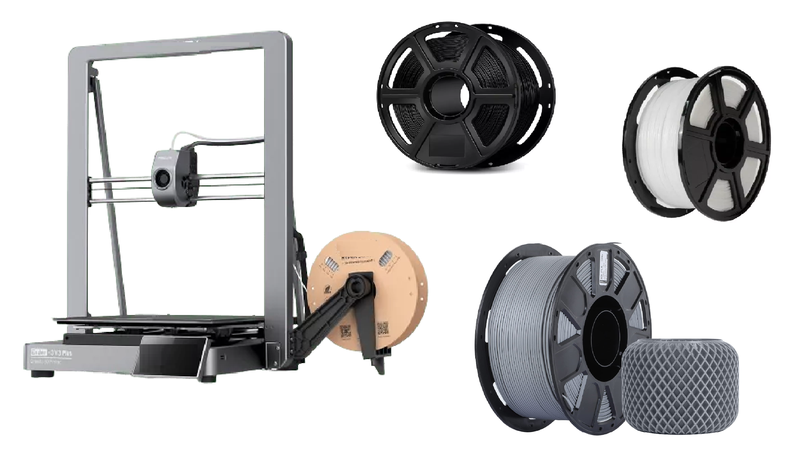 Cyber Shack 3 CS03V3 3D Printer + Cyber Shack PLA Filament Black/Grey/White