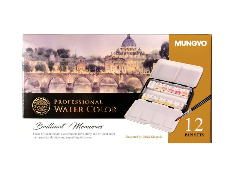 Mungyo Professional Watercolour Half Pan Brilliant Memories Set of 12