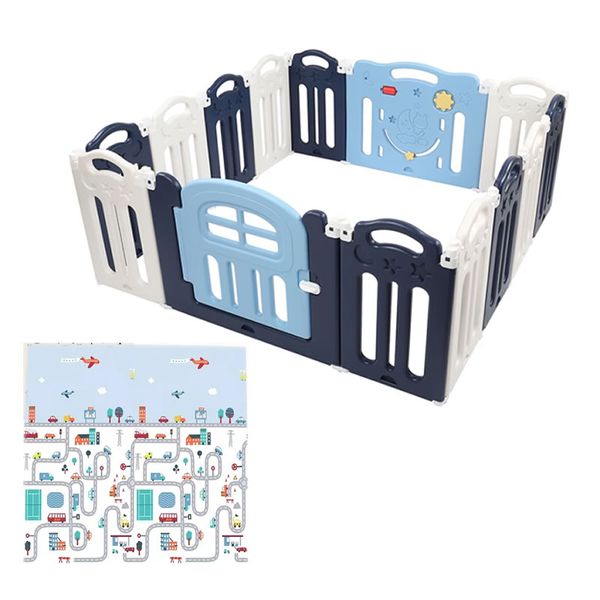 Baby Foldable Safety Fence Play Yard for Indoors and Outdoors with a Mat