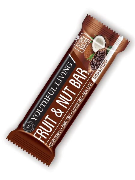 Youthful Living - Fruit and Nut Bars - Cocoa and Coconut - 35g x 18 bars