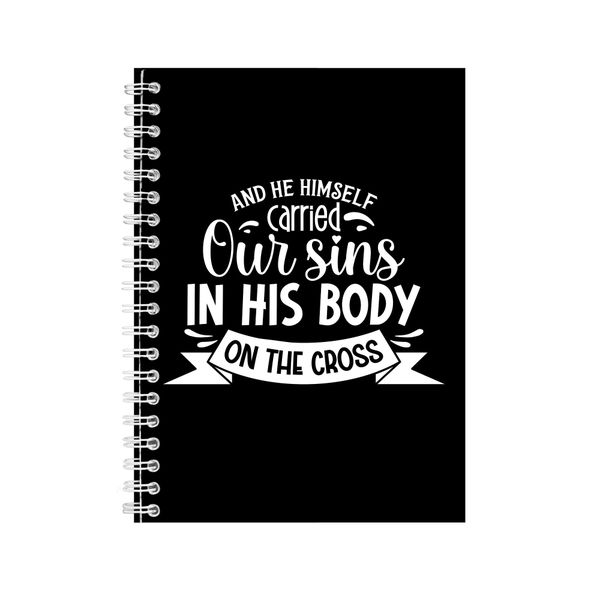Our Sins A5 Notebook Spiral with Graphic Christian Easter Words Present 080