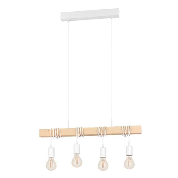 Eurolux - Townshend 4 Light White and Wood Pendant Steel &amp; Wood E27