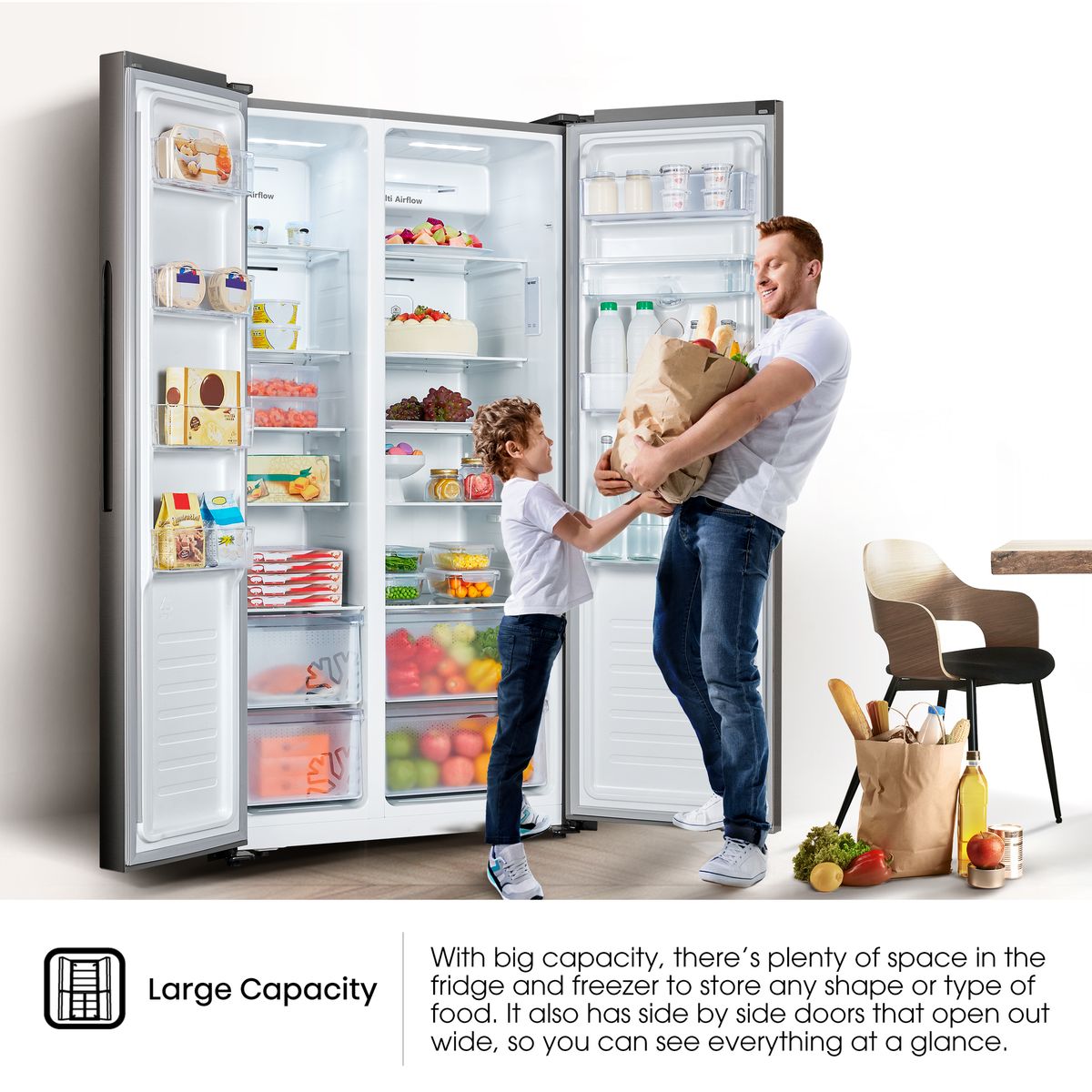 Hisense 508L No Frost Side by Side Fridge with Water Dispenser