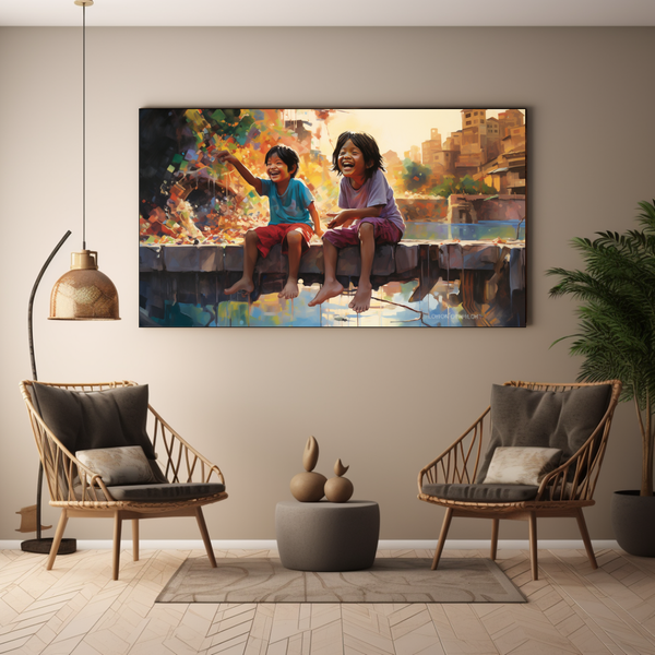 Canvas Wall Art - Laughing by the River - BK0212