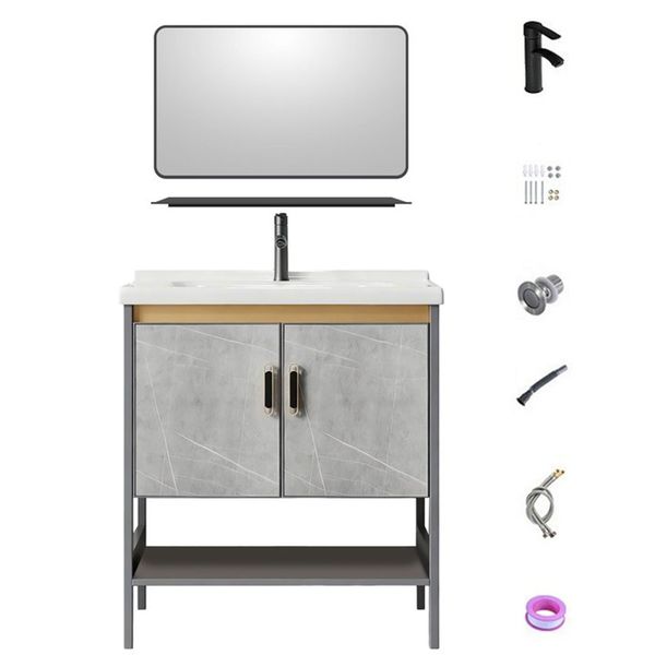 Ceramic Basin &amp; Wood Cabinet image
