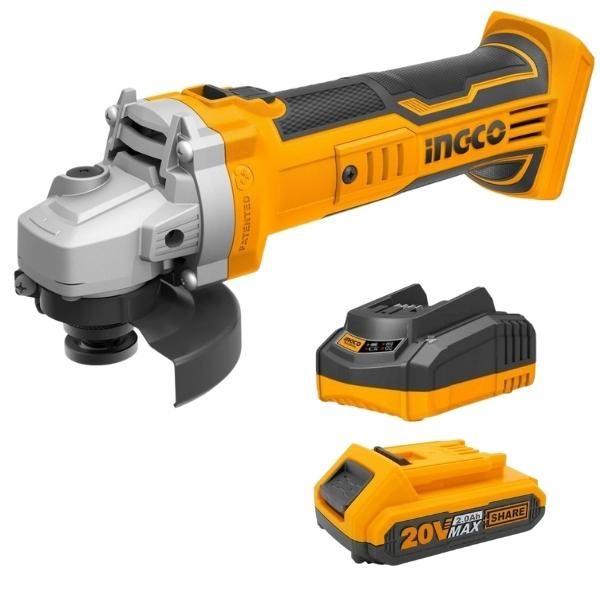 Ingco Cordless Angle Grinder Including 2.0Ah Battery and Fast Charger