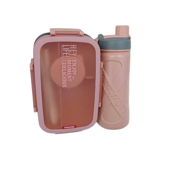 Pink Stackable Box with Matching Water Bottle