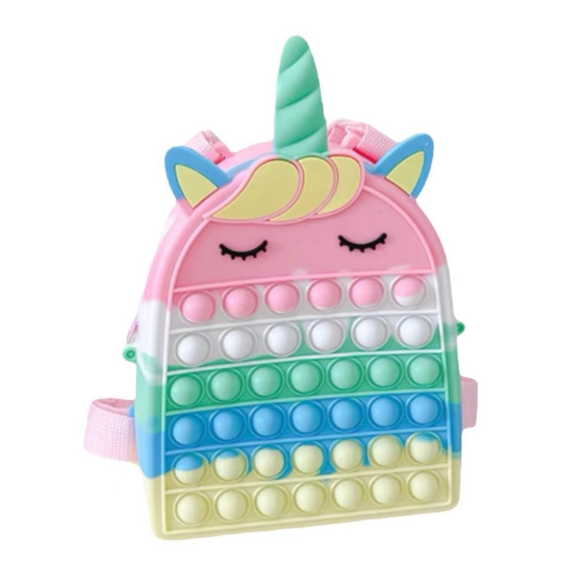 Kids Unicorn Design Colorblock Pop It Backpack
