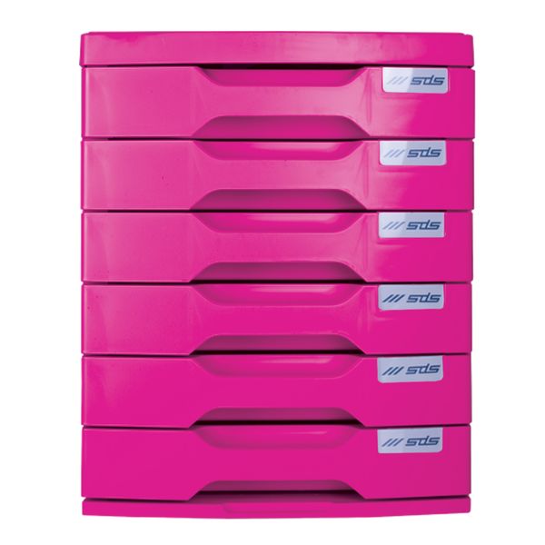 SDS - 6 Drawer Filing System - Pink